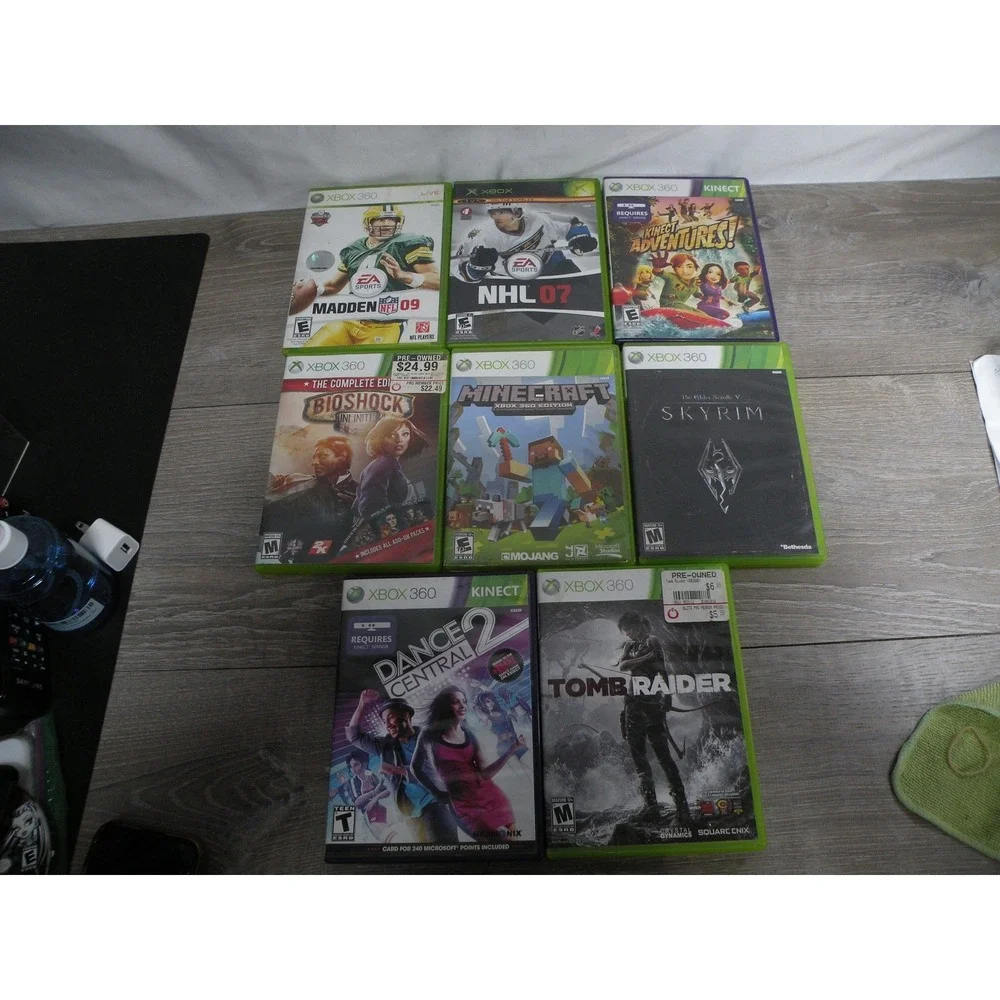 Xbox 360 Video Game Lot - Madden 09, NHL 07, Kinect Adventures & More! (8 Games)